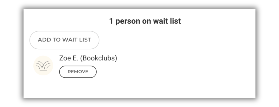 Screenshot of wait list management