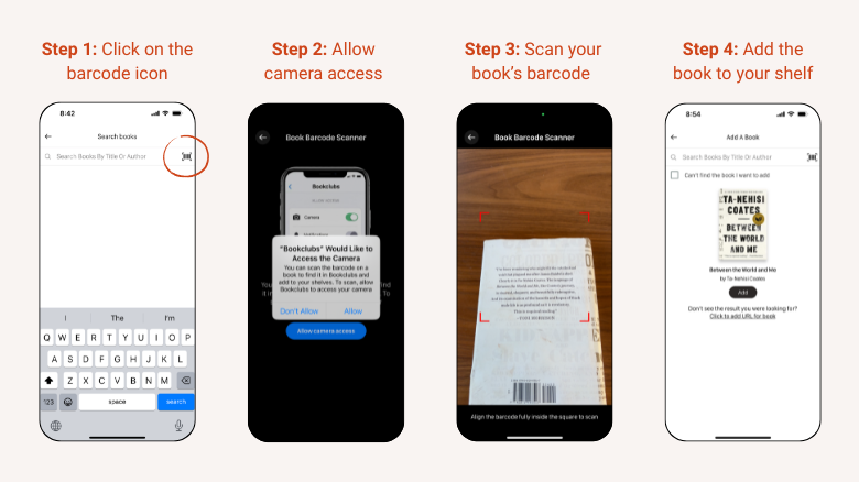 Bookclubs barcode scanning how to
