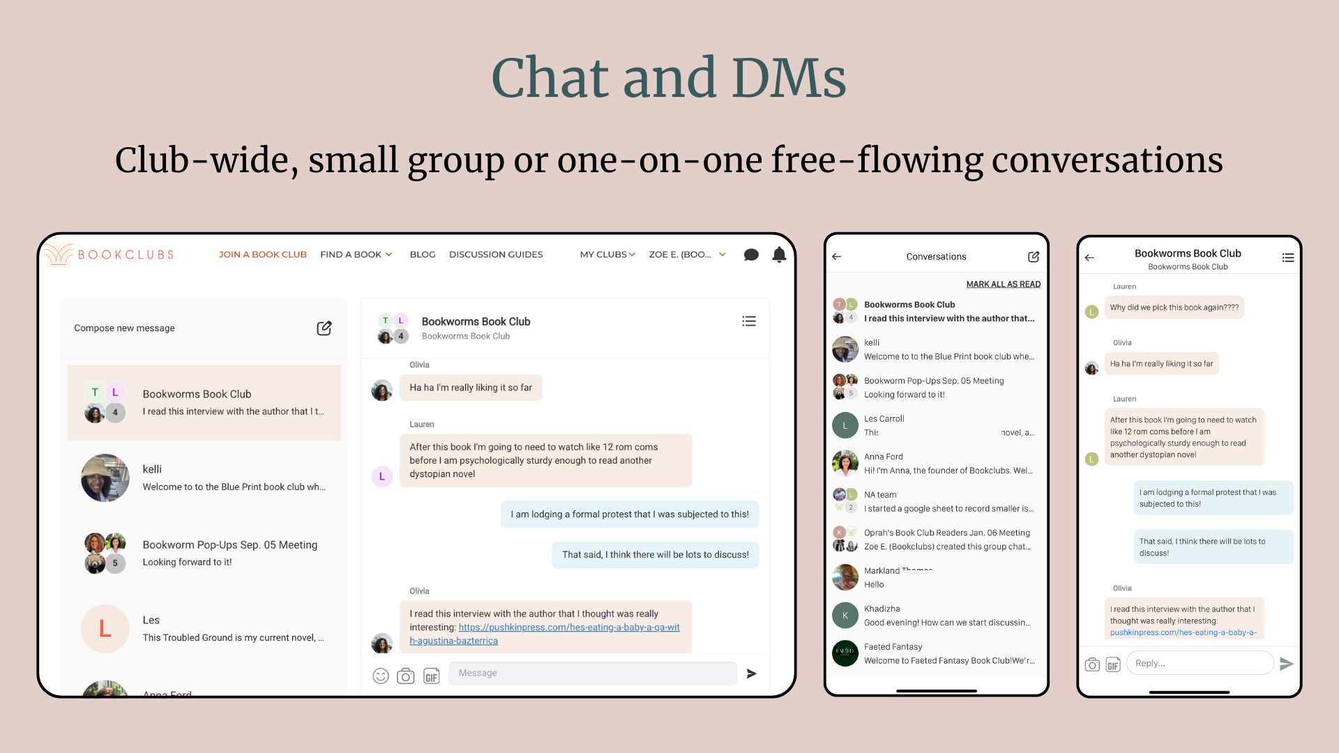 Screen shots of Chat & DMs