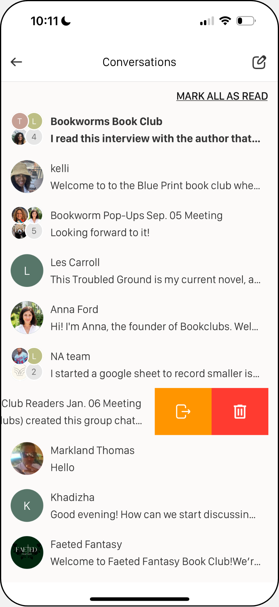 Screen shot of editing Chat inbox