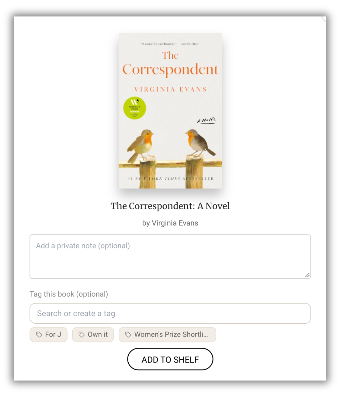 Screen shot of adding a book to your Want to Read Shelf on Bookclubs