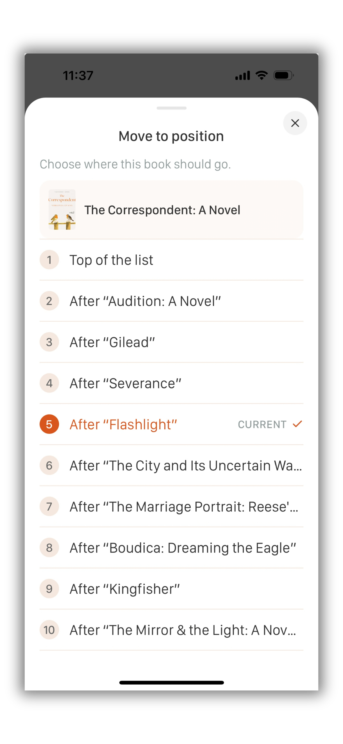 Screenshot of reordering 2